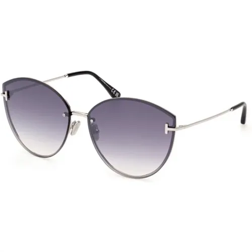 Shiny Palladium Smoke Mirror Sunglasses , female, Sizes: 63 MM - Tom Ford - Modalova