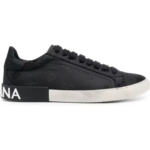 Logoed Licra Sneaker , male, Sizes: 5 UK - Dolce & Gabbana - Modalova