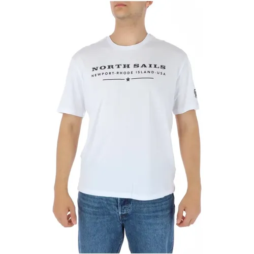 Weiße Baumwoll-T-Shirt , Herren, Größe: L - North Sails - Modalova