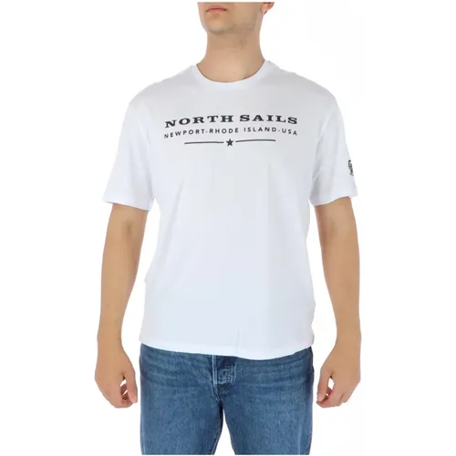 Weiße Baumwoll-T-Shirt , Herren, Größe: XL - North Sails - Modalova