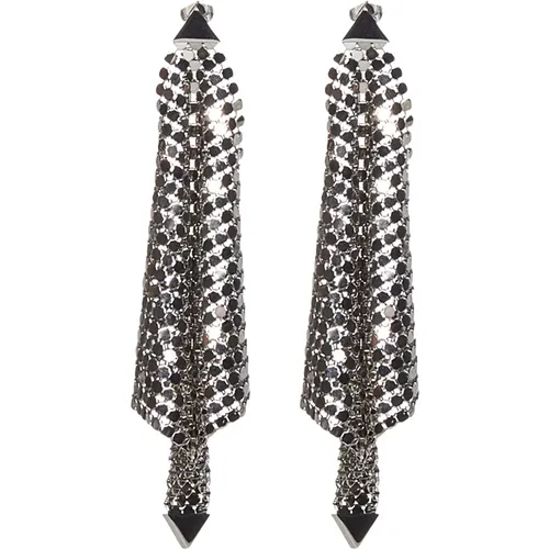 Silver Mesh Diamond Drop Earrings , female, Sizes: ONE SIZE - Paco Rabanne - Modalova