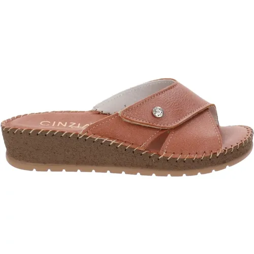 Leather Womens Sandals with Velcro Closure , female, Sizes: 5 UK, 3 UK, 6 UK, 4 UK, 7 UK - Cinzia Soft - Modalova