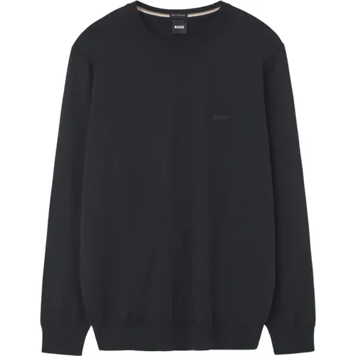 Schwarze Sweater mit Besticktem Logo , Herren, Größe: L - Boss - Modalova