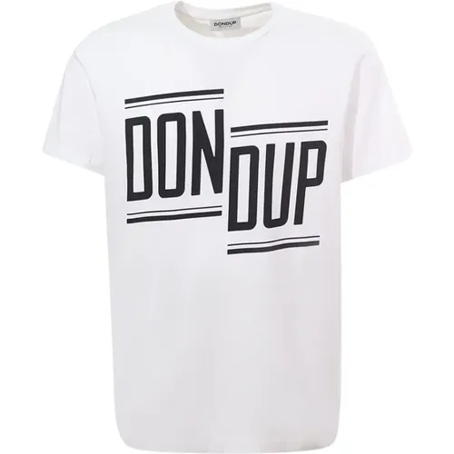 Weißes T-Shirt mit Rundhalsausschnitt und kontrastierendem Logo - Dondup - Modalova