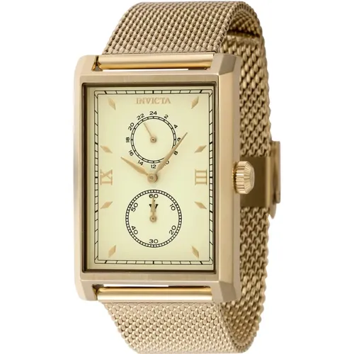 Vintage Men Quartz Watch - Gold Dial , male, Sizes: ONE SIZE - Invicta Watches - Modalova