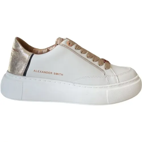 Eco-Greenwich Leder Sneaker Weiß Gold , Damen, Größe: 36 EU - Alexander Smith - Modalova