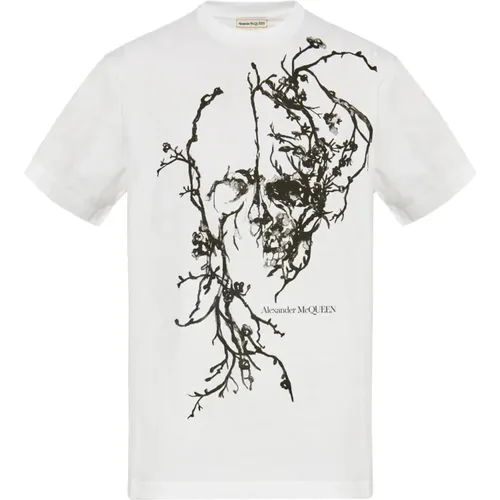 Weißes T-Shirt mit Grafikdruck - alexander mcqueen - Modalova