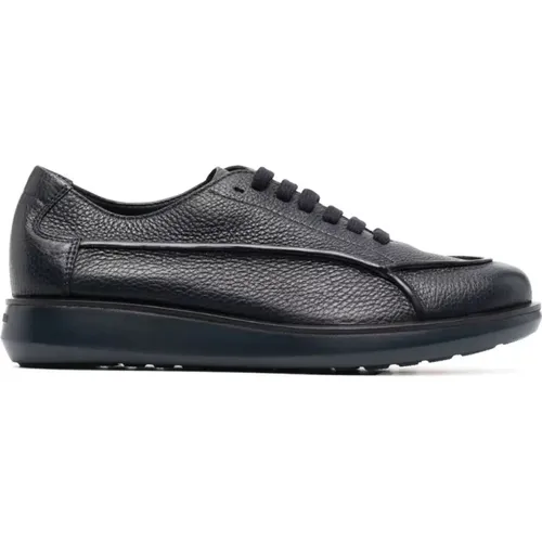 Sneakers,Blaue Leder Freizeit Niedrige Absatz Sneakers - Giorgio Armani - Modalova