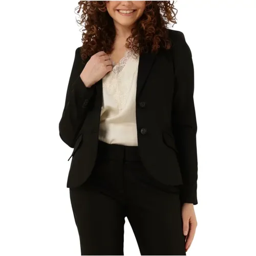 Klassischer Stretch-Blazer in Schwarz , Damen, Größe: S - Summum Woman - Modalova