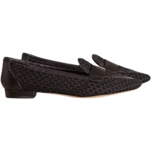 Schwarzer Halbtransparenter Loafer mit 1cm Absatz , Damen, Größe: 40 EU - AGL - Modalova