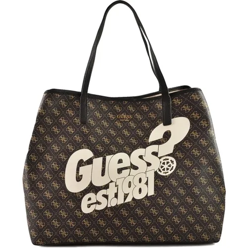 Marrone/Bianco Handbag with Dust Bag , female, Sizes: ONE SIZE - Guess - Modalova