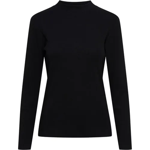 Geripptes Langarm T-Shirt Schwarz , Damen, Größe: L - &Co Woman - Modalova