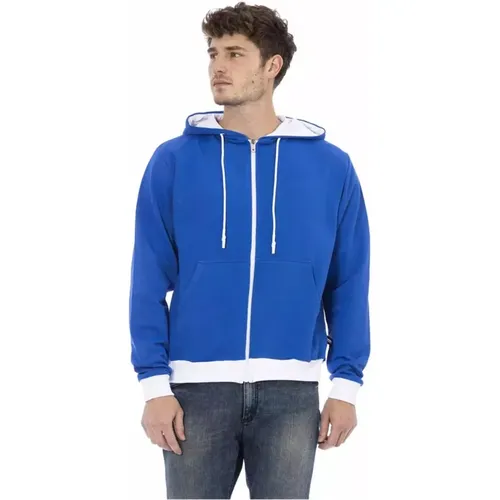 Blaue Woll-Hoodie mit Rückenlogo , Herren, Größe: 4XL - Baldinini - Modalova