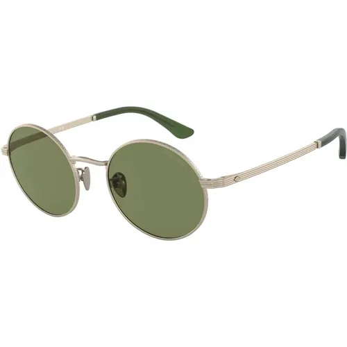 Matte Light Gold/Green Sunglasses AR 6140 , male, Sizes: 50 MM - Giorgio Armani - Modalova