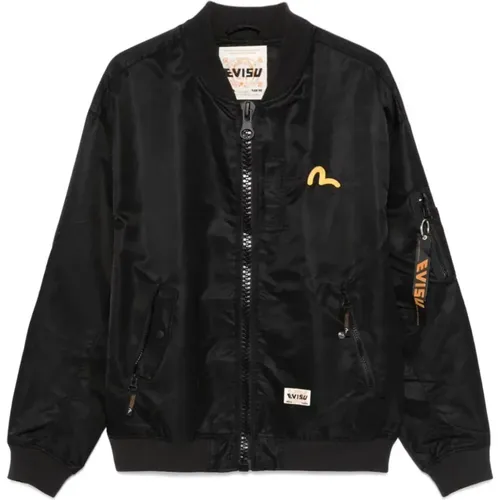 Schwarze Logo Print Bomberjacke , Herren, Größe: S - Evisu - Modalova