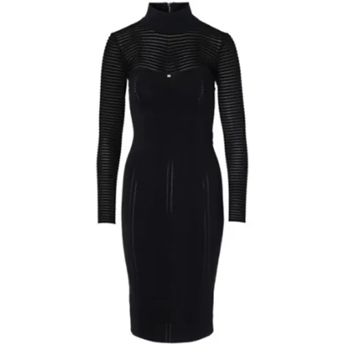 Chevron Midi Dress with Mesh , female, Sizes: L, XL - Elisabetta Franchi - Modalova