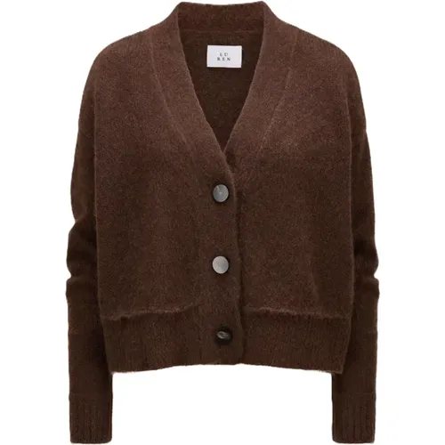 Kaschmir Seiden Cardigan Oversized V-Ausschnitt , Damen, Größe: S - LU REN - Modalova