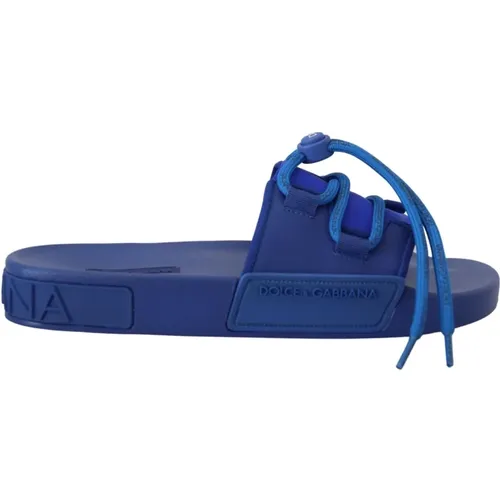 Blaue Logo Slides Sandalen , Herren, Größe: 40 EU - Dolce & Gabbana - Modalova