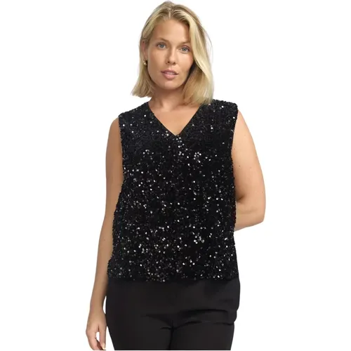 Schwarze Paillettenbluse Nicole.Wi24 , Damen, Größe: 2XL - 2-Biz - Modalova