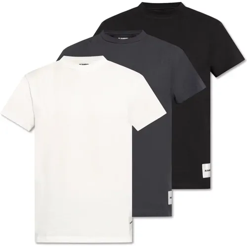 Branded T-shirt three-pack , male, Sizes: S, M, L - Jil Sander - Modalova