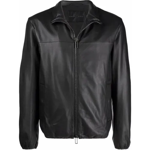 Leather Zip Jacket , male, Sizes: 2XL, M - Emporio Armani - Modalova