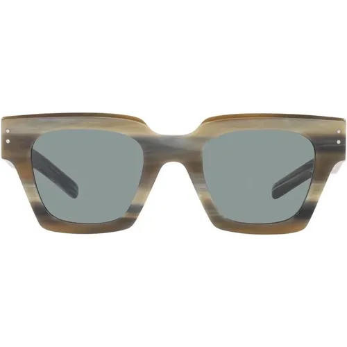 Striped Grey Horn Sunglasses, Crystal/Dark Grey Sunglasses,Yellow Havana/Green Sunglasses - Dolce & Gabbana - Modalova