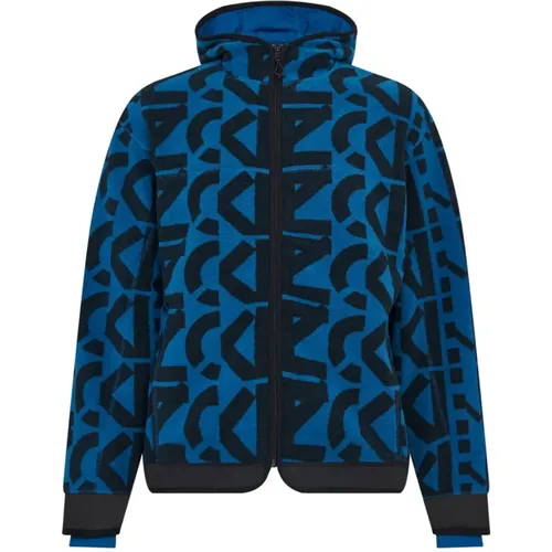 Monogram Zipped Hoodie Ink Sweatshirt , male, Sizes: S - Kenzo - Modalova