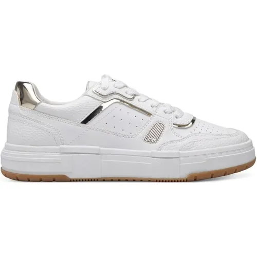 Weiße Goldene Casual Sneakers , Damen, Größe: 36 EU - tamaris - Modalova