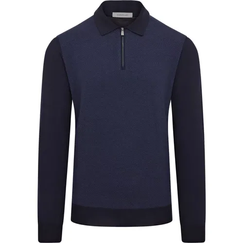 Luxury Jacquard Herringbone Zip Polo , male, Sizes: XL, M, 2XL, L - Corneliani - Modalova