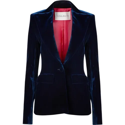 Velvet Single-Breasted Blazer , female, Sizes: L, XS, 2XS, XL, S, M - Nina Ricci - Modalova