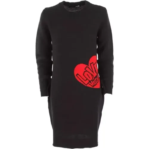 Wollkleid mit Herz-Muster , Damen, Größe: S - Love Moschino - Modalova