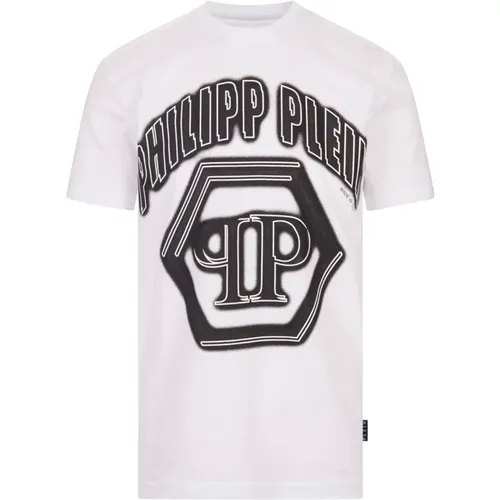 Weißes T-Shirt mit ikonischem Logo , Herren, Größe: S - Philipp Plein - Modalova