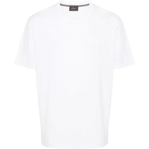 Besticktes Logo Weißes Baumwoll-T-Shirt , Herren, Größe: 2XL - Brioni - Modalova