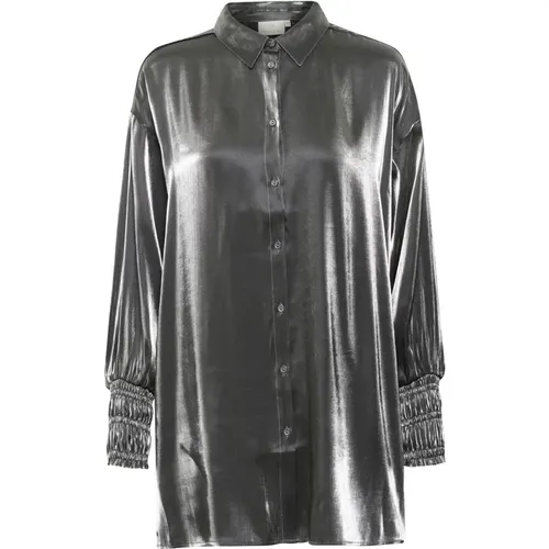 Oversize Tunic Shirt with Metallic Finish , female, Sizes: L - Kaffe - Modalova