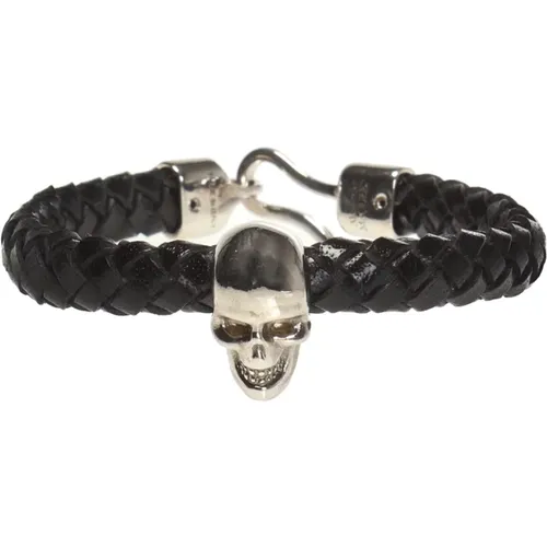 Skull motif braided bracelet , male, Sizes: ONE SIZE - alexander mcqueen - Modalova