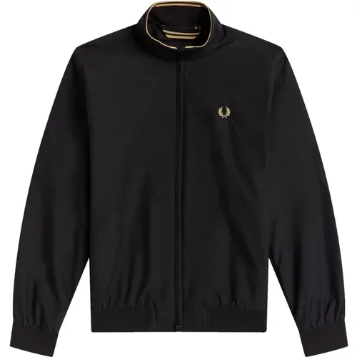 Sporty Nylon Jacket with Striped Hem , male, Sizes: M - Fred Perry - Modalova