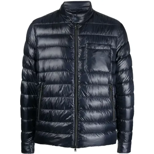 Navy Quilted Down Jacket , male, Sizes: XL, M, L, 2XL, 3XL - Herno - Modalova