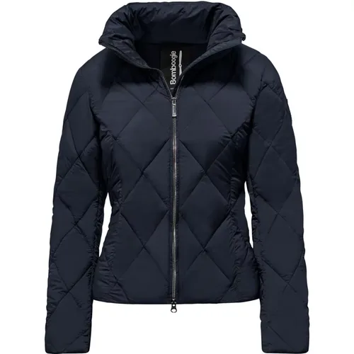 Diamond Quilted Down Jacket with Maxi Collar , female, Sizes: S, 2XL, XL, L - BomBoogie - Modalova