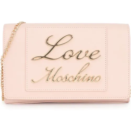 Blush Shoulder Bag with Metal Logo , female, Sizes: ONE SIZE - Love Moschino - Modalova
