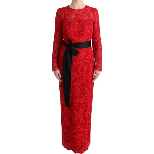 Floral Ricamo Sheath Long Dress , female, Sizes: XS - Dolce & Gabbana - Modalova