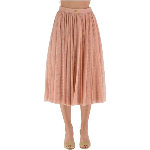 Flocked Tulle Midi Skirt , female, Sizes: S - Elisabetta Franchi - Modalova