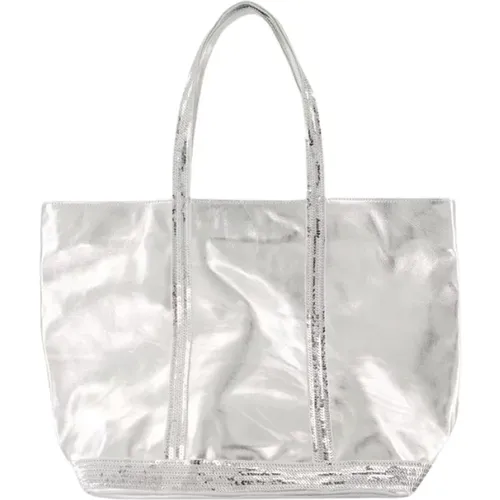 Sequin Shopper Bag - Leather - Silver , female, Sizes: ONE SIZE - Vanessa Bruno - Modalova