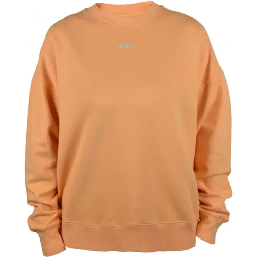 Oranger Mesh Sweatshirt mit Logo-Print , Damen, Größe: M - Autry - Modalova
