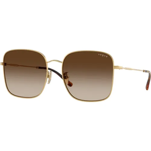 Square Metal Sunglasses Brown Gradient , female, Sizes: 57 MM - Vogue - Modalova