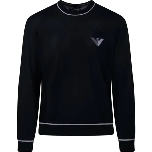 Schwarzer Eagle Rundhals Pullover - Emporio Armani - Modalova