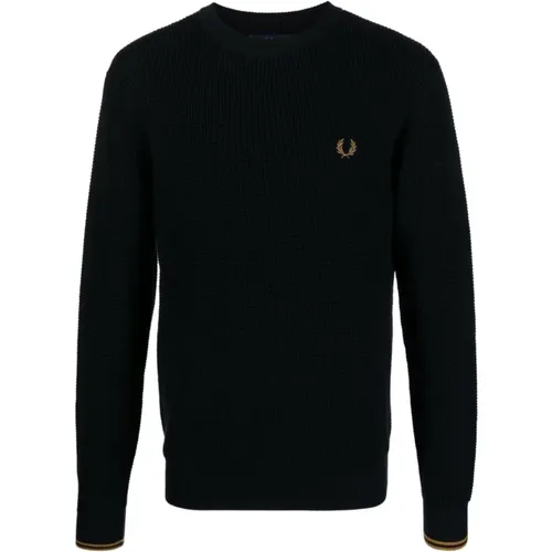 Logo-Embroidered Waffle-Knit Jumper , male, Sizes: S - Fred Perry - Modalova