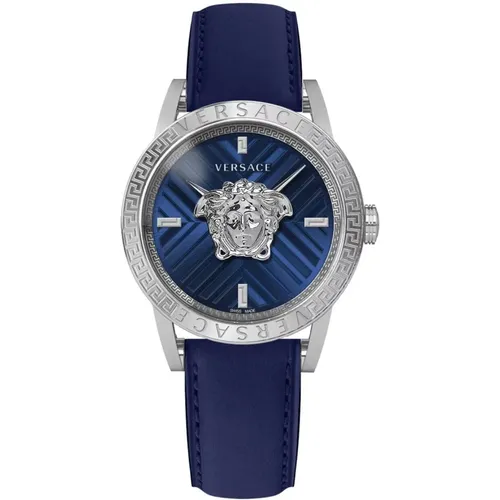 Blue and Silver V-Code Restyling Watch , male, Sizes: ONE SIZE - Versace - Modalova