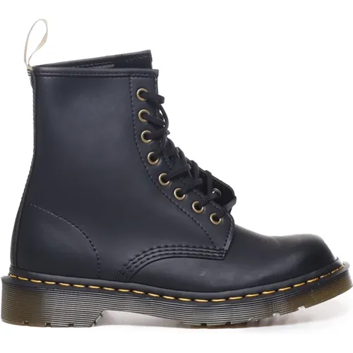 Shiny Vegan Boots with Yellow Stitching , female, Sizes: 3 UK - Dr. Martens - Modalova