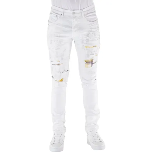 Heavy Repair Jeans with Plaid Patch , male, Sizes: W34 - Purple Brand - Modalova