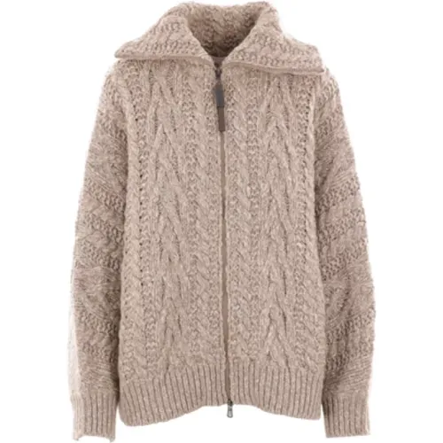 Beiger Zopfmuster Cardigan Pullover - BRUNELLO CUCINELLI - Modalova